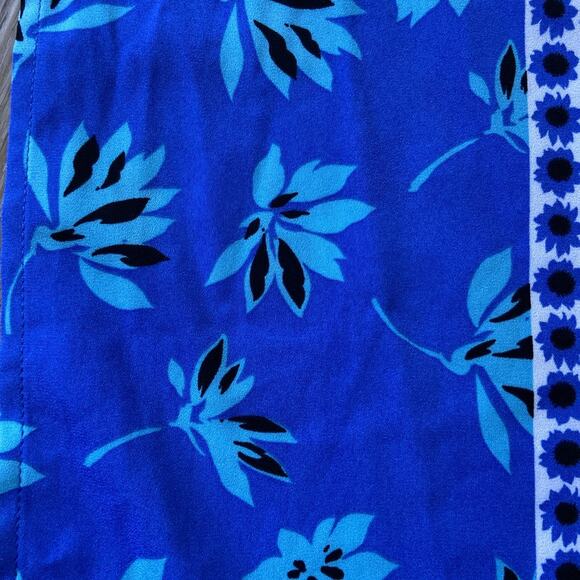 Bob Mackie Wearable Art Dress Sz M Blue Teal Floral Stretch Side Slits Lghweight - Picture 16 of 16